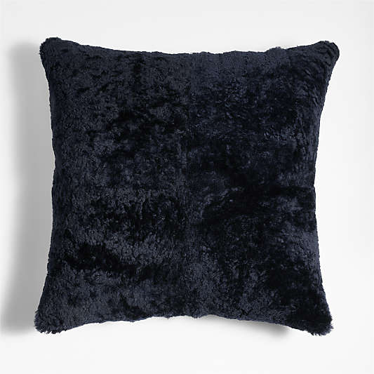 Malmo Shearling 20"x20" Deep Indigo Blue Throw Pillow with Down-Alternative Insert