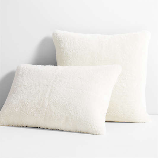 Malmo Shearling 20"x20" Arctic Ivory Throw Pillow with Feather Insert