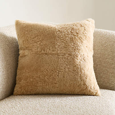 Malmo Shearling 20"x20" Camel Tan Throw Pillow Cover