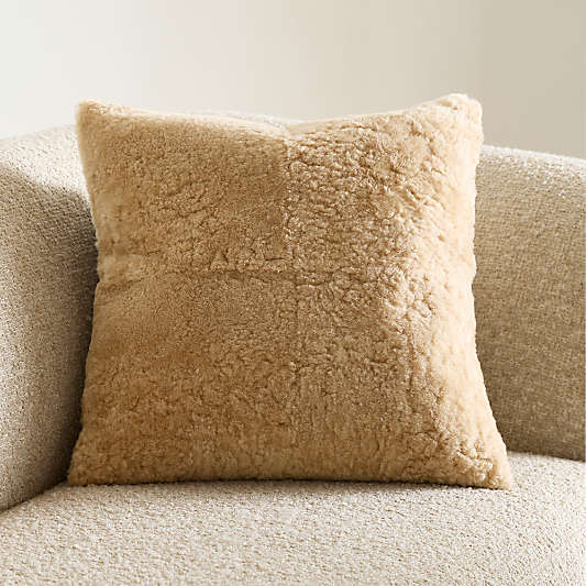 Malmo Shearling 20"x20" Camel Tan Throw Pillow Cover