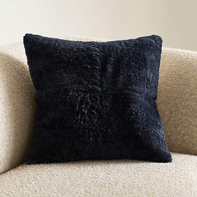 Malmo Shearling 20"x20" Deep Indigo Blue Throw Pillow Cover