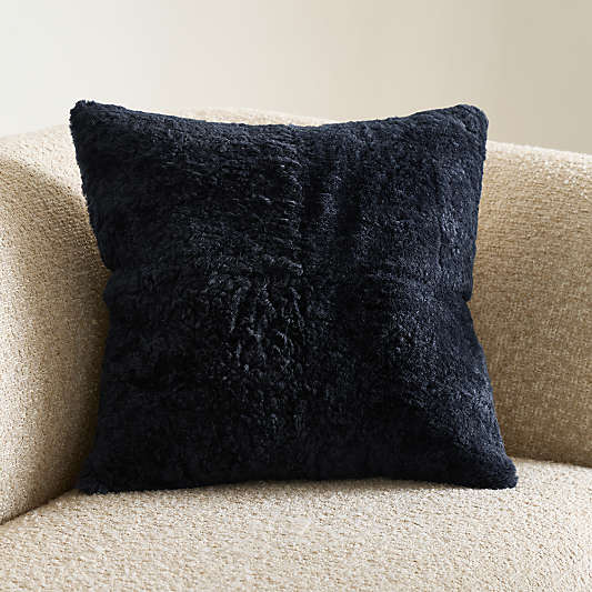 Malmo Shearling 20"x20" Deep Indigo Blue Throw Pillow