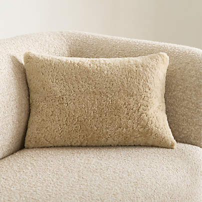 Malmo Shearling 22"x15" Camel Tan Lumbar Pillow Cover