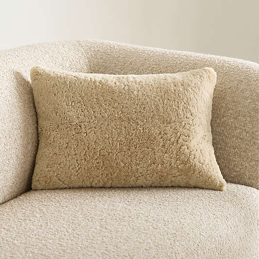 Malmo Shearling 22"x15" Camel Tan Lumbar Pillow