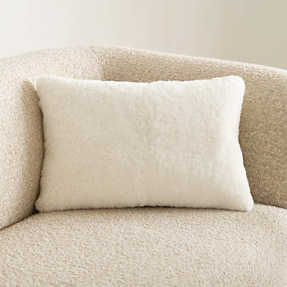 Malmo Shearling 22"x15" Ivory Throw Pillow Cover