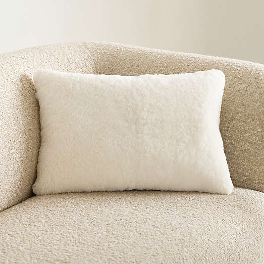 Malmo Shearling 22"x15" Ivory Throw Pillow with Down-Alternative Insert
