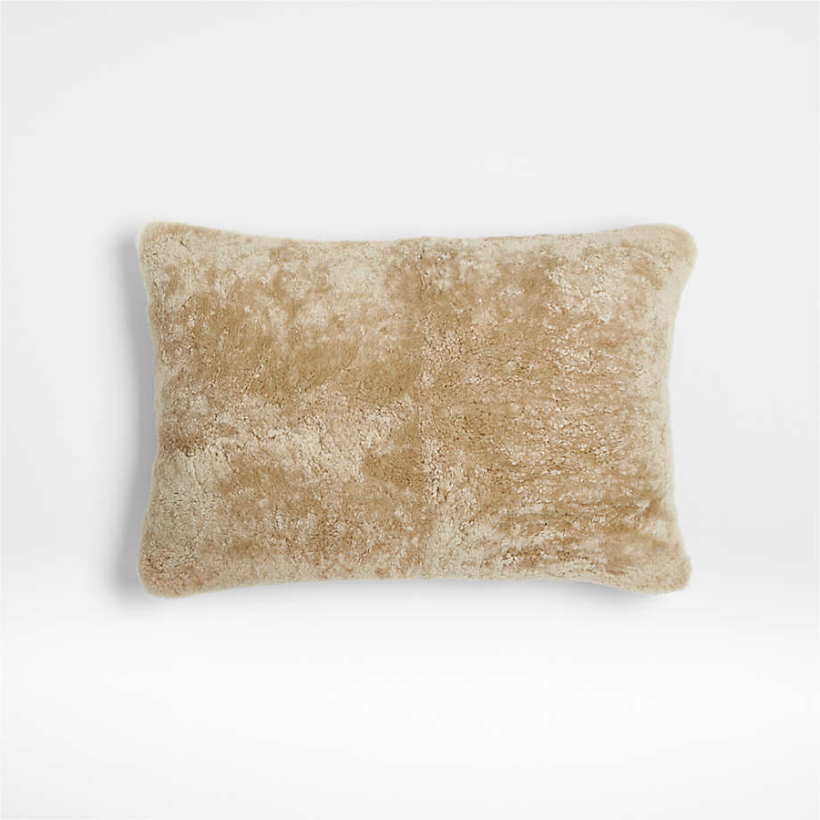 Malmo Shearling 22"x15" Camel Tan Lumbar Pillow Cover (Open Larger View)
