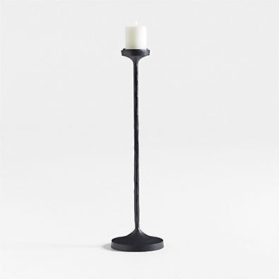 View Maloy Black Metal Floor Pillar and Taper Holder 27" details