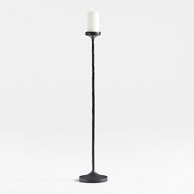 View Maloy Black Metal Floor Pillar and Taper Holder 37" details