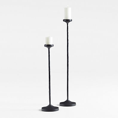 View Maloy Black Metal Floor Pillar and Taper Holders, Set of 2 details