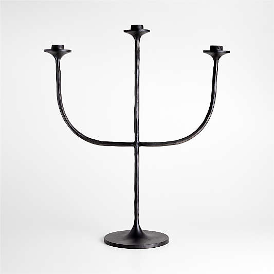 Maloy Black Metal Trident Candelabra