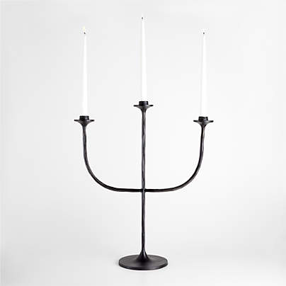 Maloy Black Metal Trident Candelabra