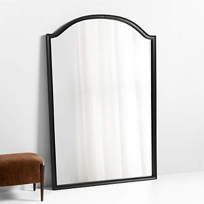 Manor Black Wood Wide Floor Mirror 74"x51"