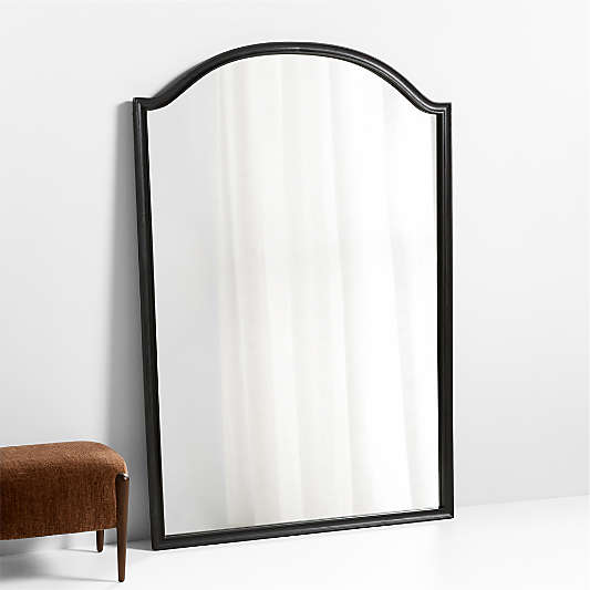 Manor Black Wood Wide Floor Mirror 74"x51"
