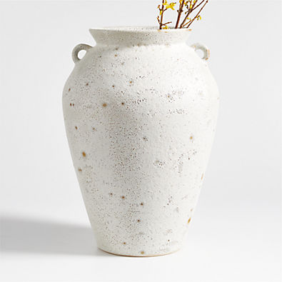 View Manor Textured White Vase with Handles 17" details