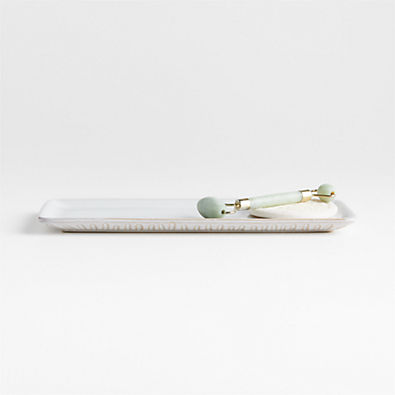 View Marah White Rectangular Ceramic Tray details