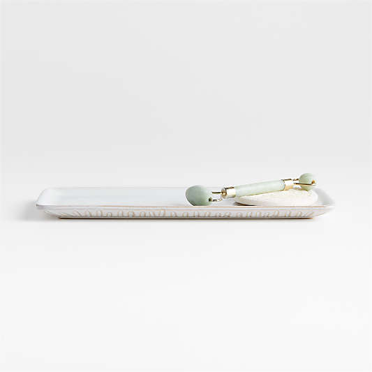 Marah White Rectangular Ceramic Tray