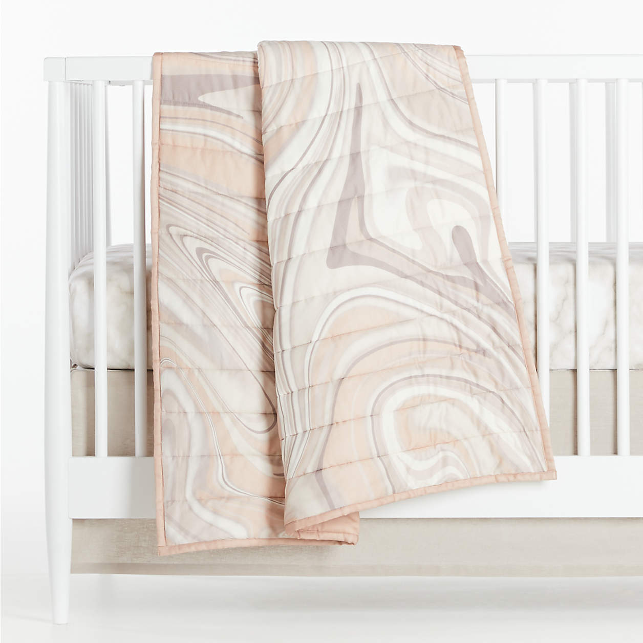Organic Pink Marble Baby Quilt + Reviews Crate & Kids