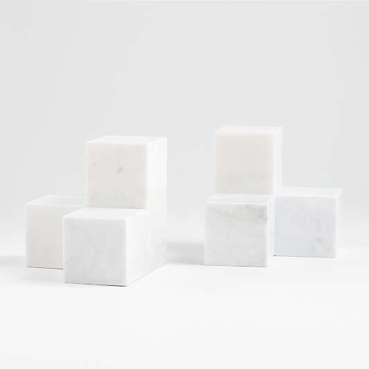 Blocks Marble Bookends, Set of 2