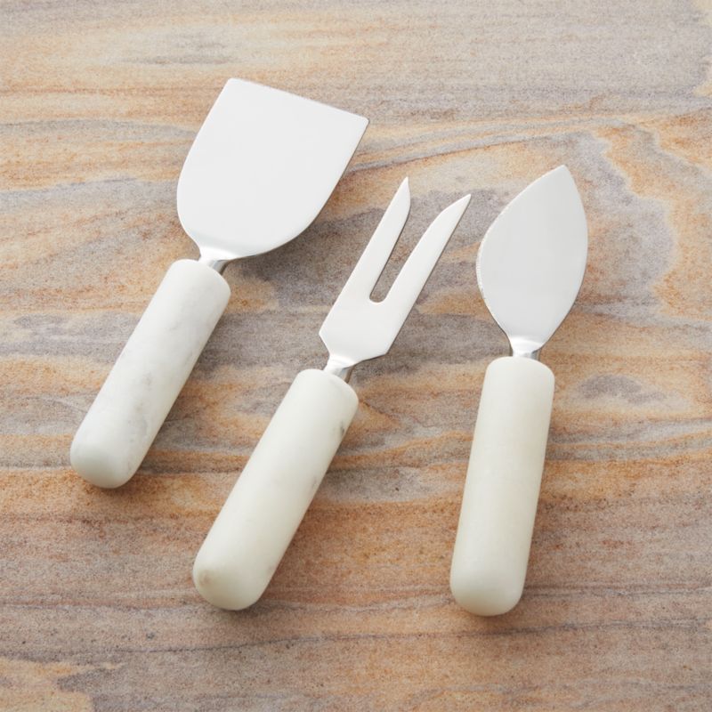 Set of 3 Marble Handle Cheese Knives - image 8 of 10