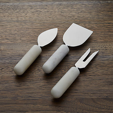 View Marble Handle Cheese Knives, Set of 3 details