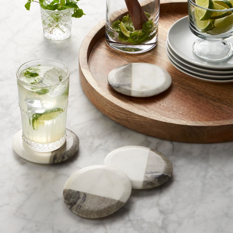 Set of 4 Marble Coasters + Reviews | Crate & Barrel