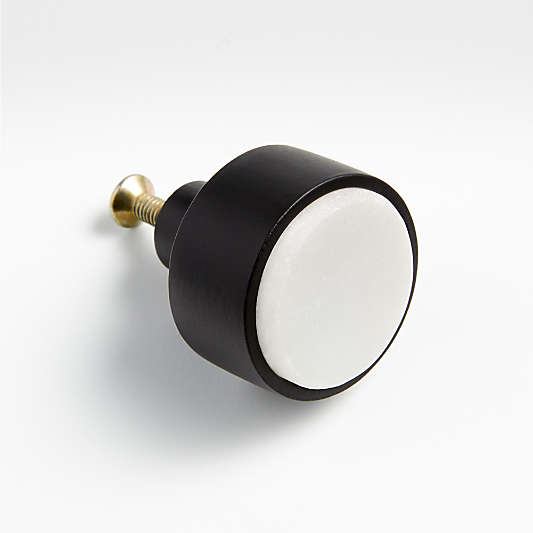 Marble Inlay Matte Black Knob