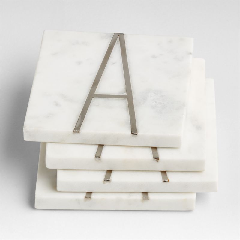 Marble "A" Monogram Coasters, Set of 4 - image 2 of 3