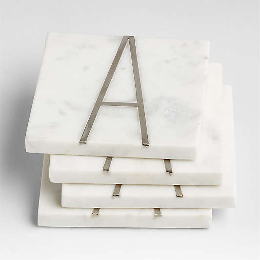 Marble Monogram Coasters, Set of 4
