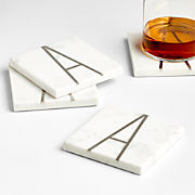 Marble "A" Monogram Coasters, Set of 4
