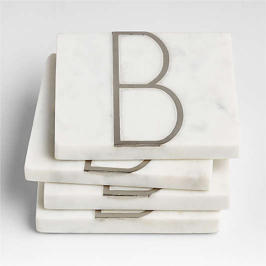 Marble "B" Monogram Coasters, Set of 4