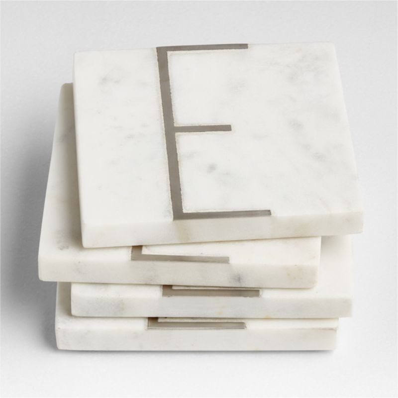 Marble "E" Monogram Coasters, Set of 4 - image 2 of 3