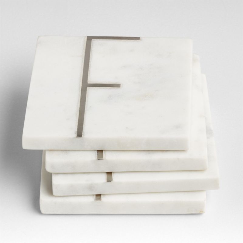 Marble "F" Monogram Coasters, Set of 4 - image 2 of 4