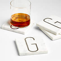 Marble "G" Monogram Coasters, Set of 4 | Crate & Barrel