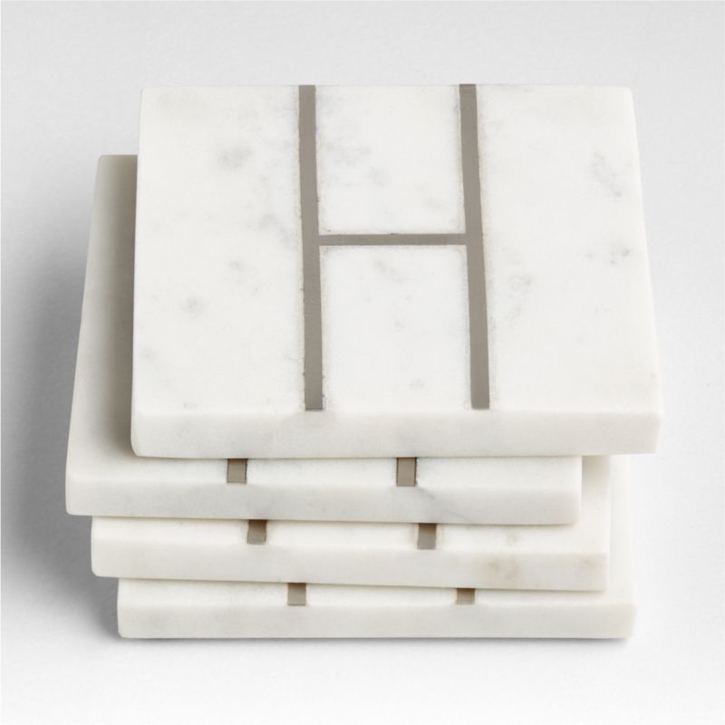 Marble "H" Monogram Coasters, Set of 4 - image 2 of 4