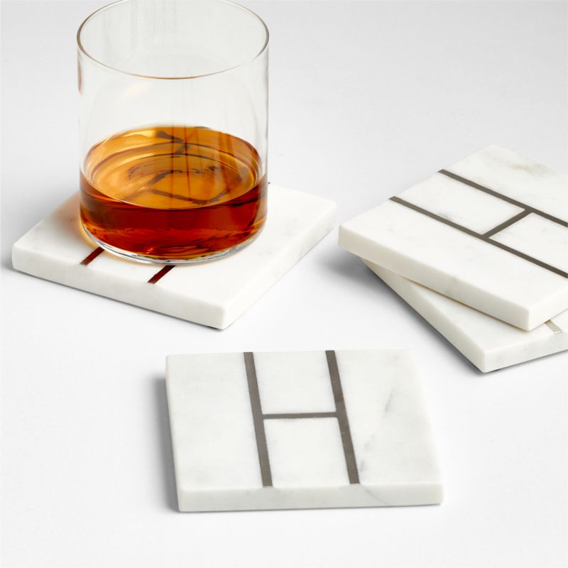 Marble "H" Monogram Coasters, Set of 4 - image 0 of 4