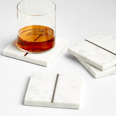View Marble "I" Monogram Coasters, Set of 4 details