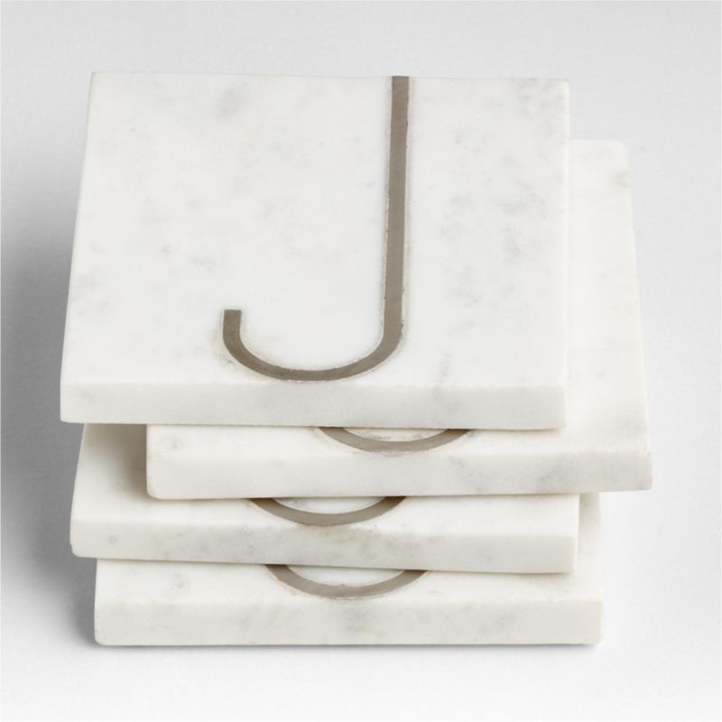 Marble "J" Monogram Coasters, Set of 4 - image 3 of 4