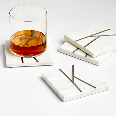 View Marble "K" Monogram Coasters, Set of 4 details