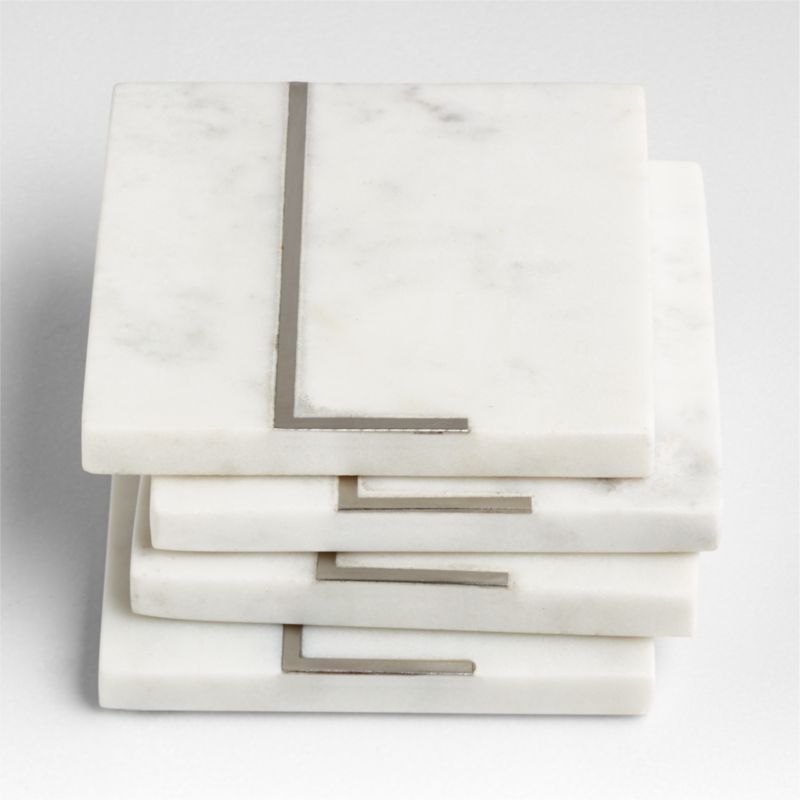 Marble "L" Monogram Coasters, Set of 4 - image 3 of 4