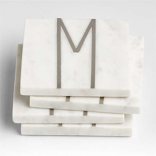 Marble "M" Monogram Coasters, Set of 4