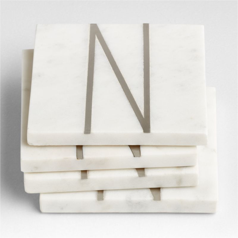 Marble "N" Monogram Coasters, Set of 4 - image 2 of 3