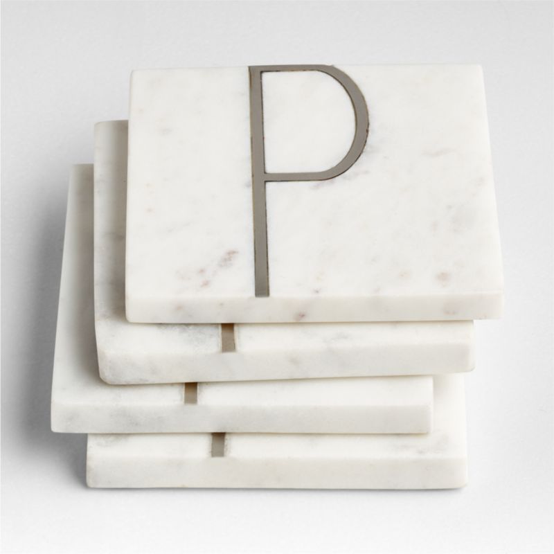 Marble "P" Monogram Coasters, Set of 4 - image 3 of 4