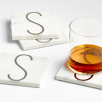 View Marble "S" Monogram Coasters, Set of 4 details
