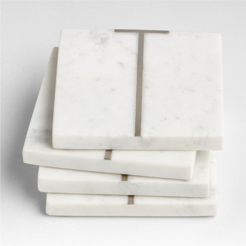 Marble "T" Monogram Coasters, Set of 4 - image 3 of 4