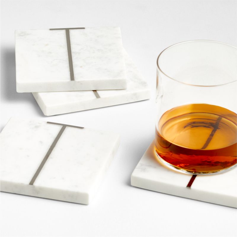 Marble "T" Monogram Coasters, Set of 4 - image 0 of 4