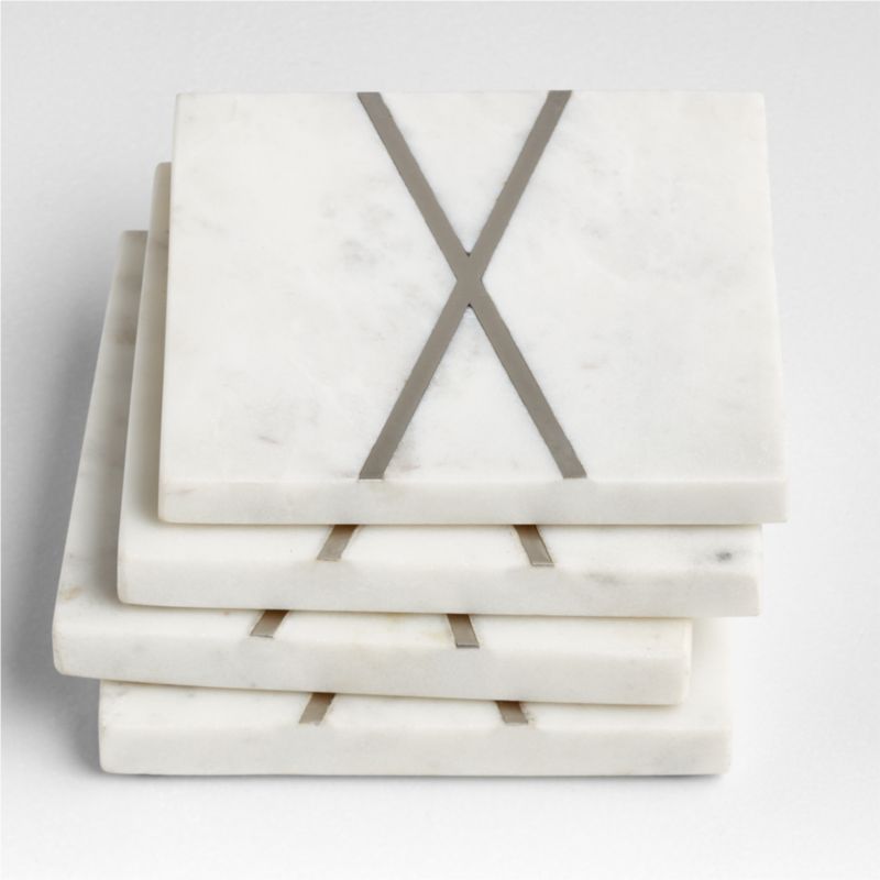 Marble "X" Monogram Coasters, Set of 4 - image 2 of 3