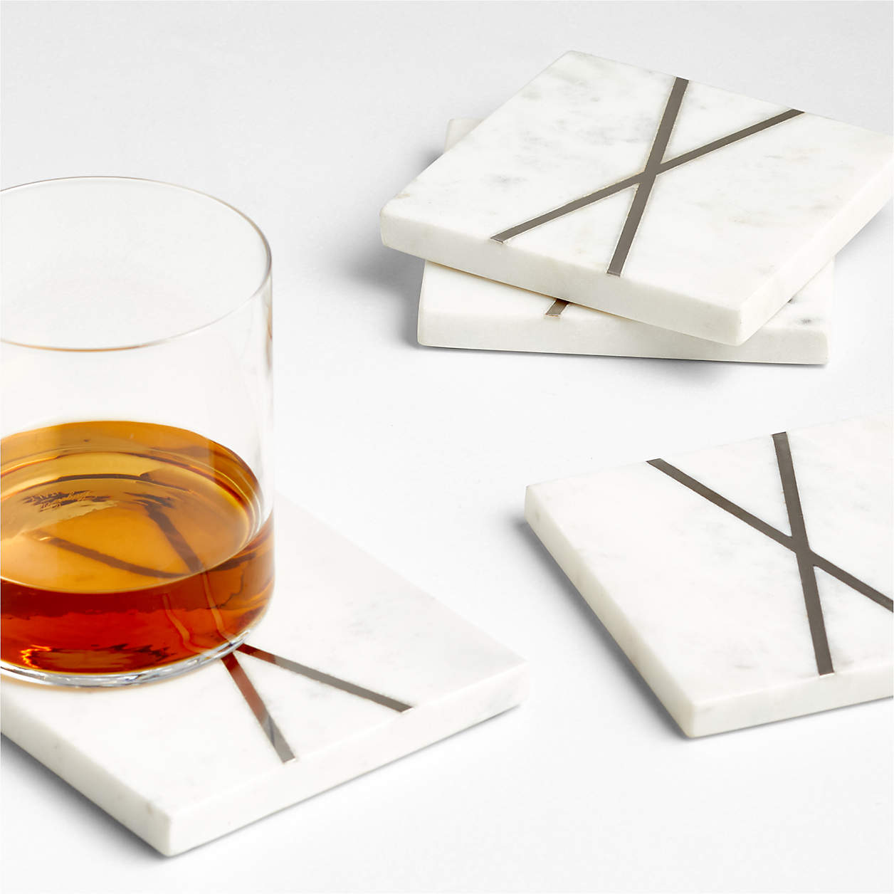Marble "X" Monogram Coasters, Set of 4 + Reviews Crate & Barrel