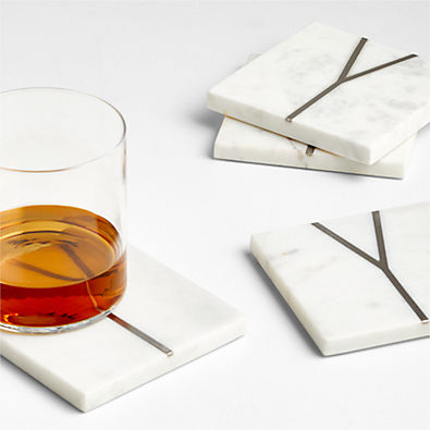 View Marble "Y" Monogram Coasters, Set of 4 details