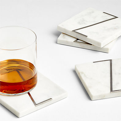 View Marble "Z" Monogram Coasters, Set of 4 details